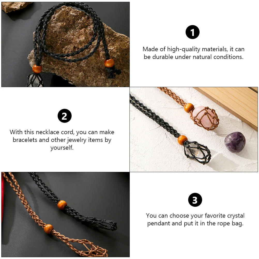 

1Pcs Hand-Woven Necklace Decorative Pendant Holder Rope Bag for Natural Stone Crystal Adjustable Unique Necklace Craft Supply