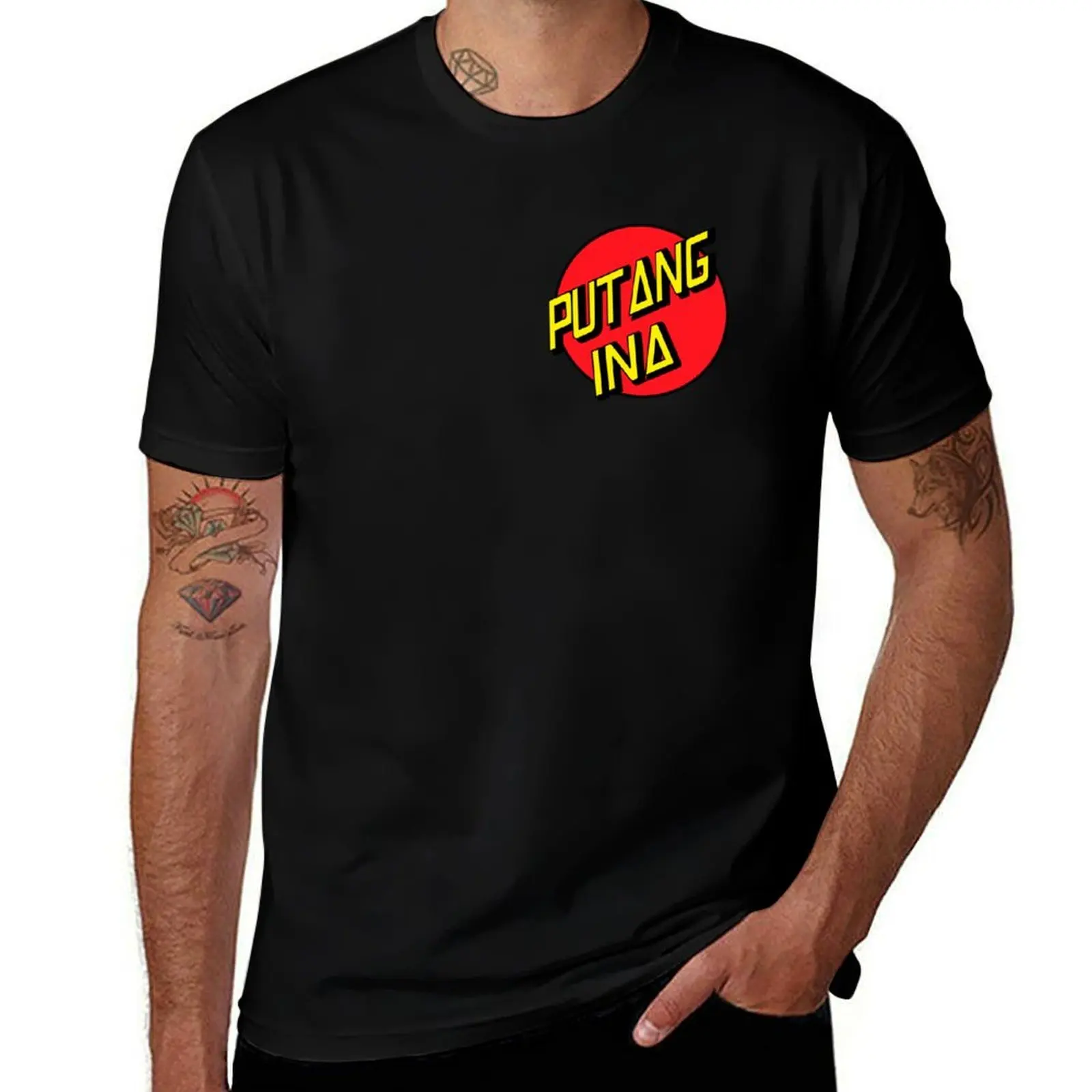 

PUTANGINA CIRCULAR LOGO POCKET DESIGN T-Shirt t shirts for man graphic vintage man t shirt summer T-Shirt