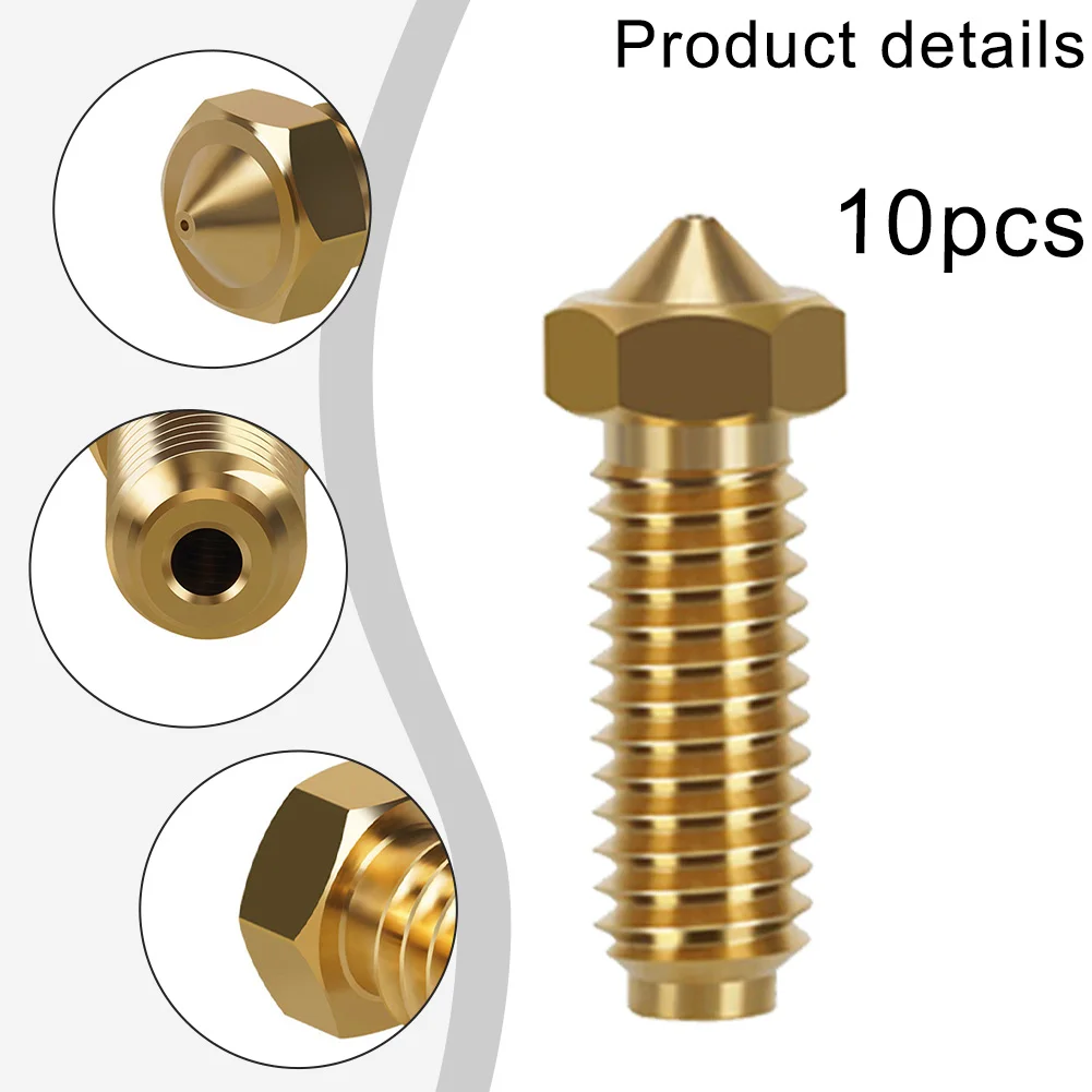 10pcs 0.4mm Brass Nozzle For Anycubic For Kobra 2 For 3D Printer Accessories High-Speed Printing For 3D Printer Brass Nozzle