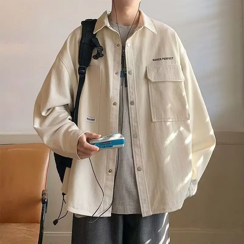 

Men's shirt jacket Spring high-quality teenagers early autumn work cardigan jacket Japanese casual thin autumn clothes