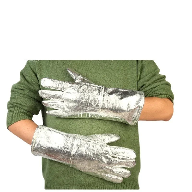 Anti-scalding Gloves Fireproof Aluminum Foil Heat Insulation Gloves Industrial Grade Oven Heat-resistant Protective Safety Glove