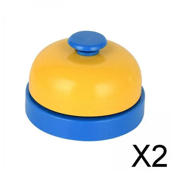 2x Service Bell Desk Bell Multifunction Counter Bell Rings Call Bell Metal Rings Bell for Counter Restaurant School Bar Office