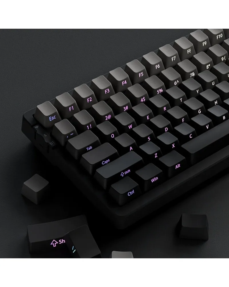 

Black and gray mechanical keyboard keycap side engraved light transmission gradual change adaptation 68 keys 87 keys 108 keys