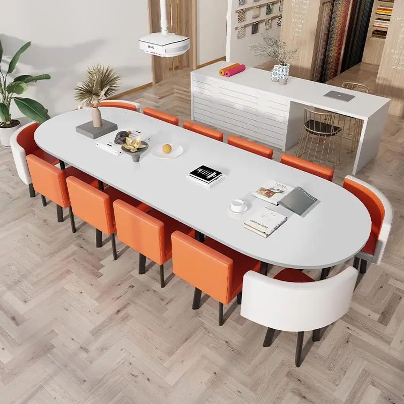 Oval Conference Long Table Simple Modern Conference Room Table and Chair