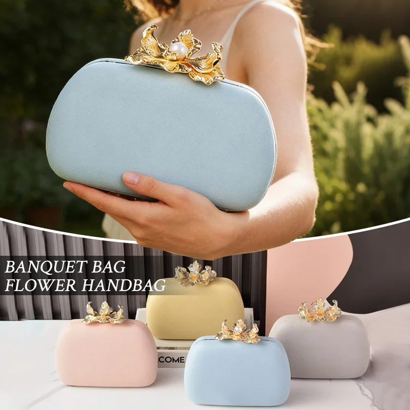 1pc Dinner Bag Women Fashion Flower Buckle Handbag Wedding Bride Evening Bags Girls Cute Party Clutch Bag Shoulder Bags