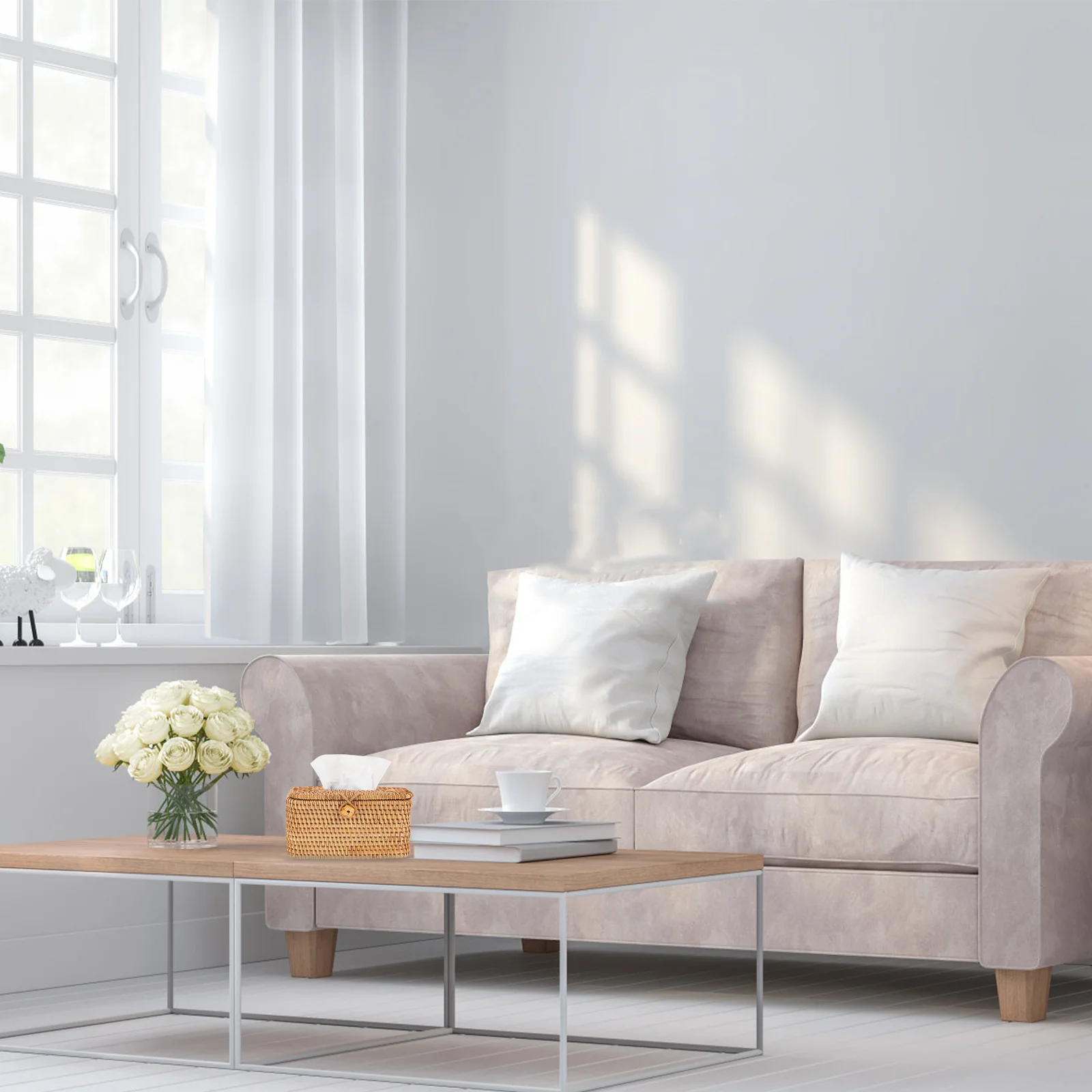 

Rattan Woven Tissue Box Creative Paper Container For Home Office Bedroom Living Room Decor Storage Organizer