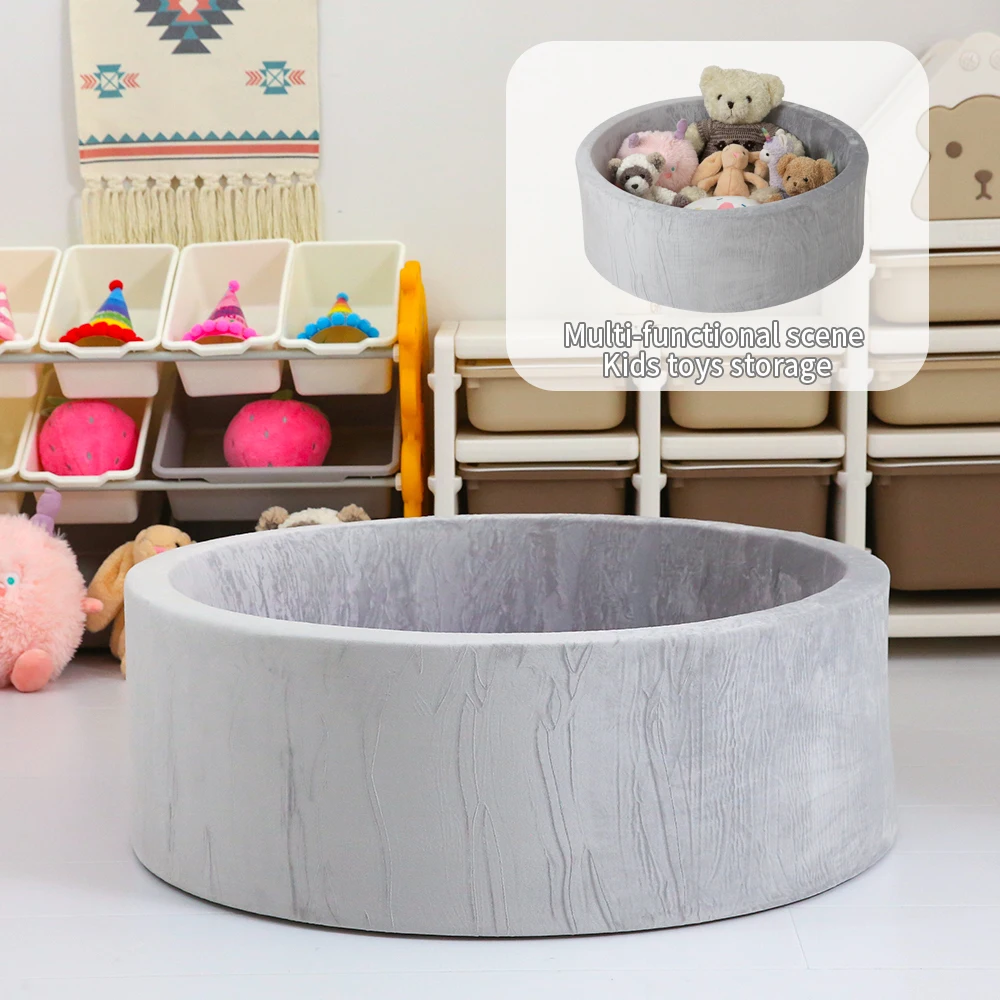 1pc 90cm dikke spons bal pit schuim grijs en roze indoor box voor kinderen droog zwembad draagbare zachte kinderen verjaardagscadeaus (geen ballen)