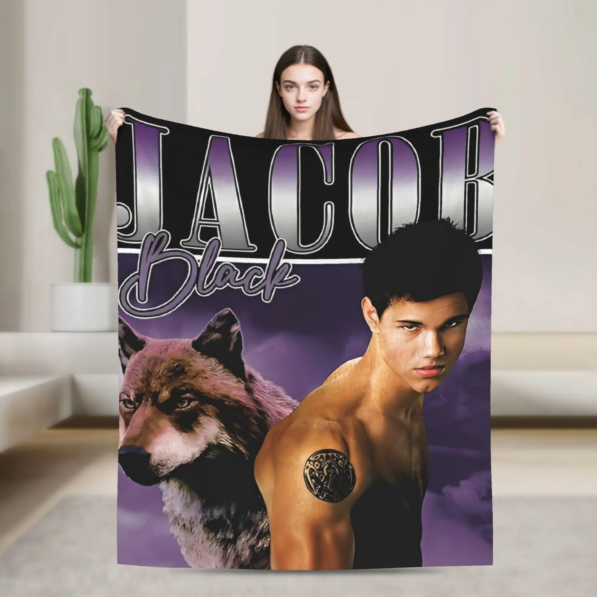 Twilight Movies Jacob Black Blankets  Travel Office Flannel Bedding Throws For Home Decor Warm Custom Quality Bedspread Gift