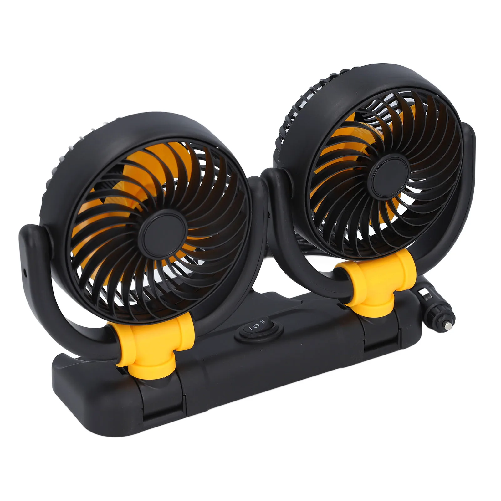 Dual Head Car Fan 12V Adjustable Dual Head Car Fan  Brushless Motor 360 Degree Rotation 2 Speed Dashboard Mount for Vehicle