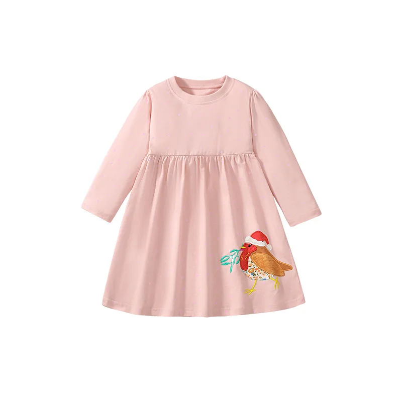 

New Girls Dress Autumn Patch Embroidery Children Princess Dress Long Sleeve Kids Dress