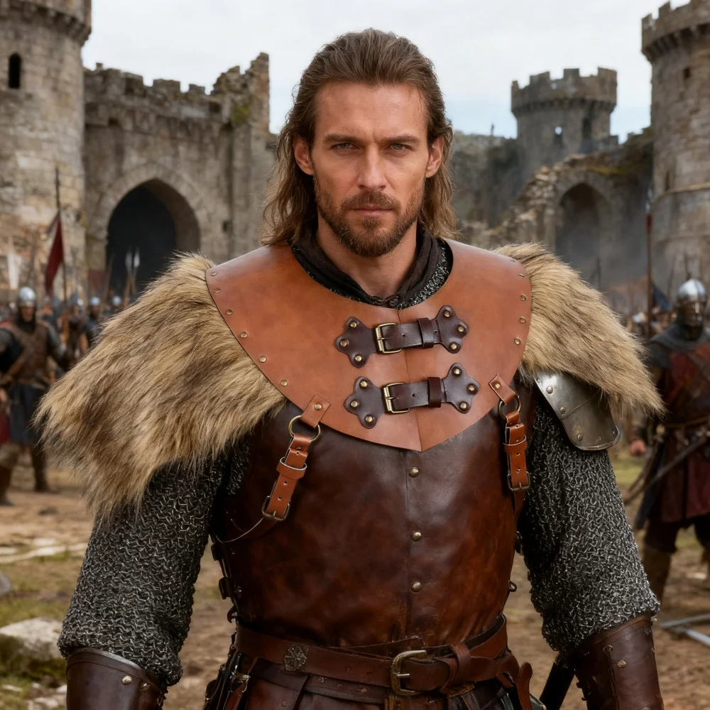 

Средневековый Ренессанс Хэллоуин искусственная кожа меховой рыцарь доспехи накидка регулируемая накидка костюм для ролевых игр аксессуар реквизит