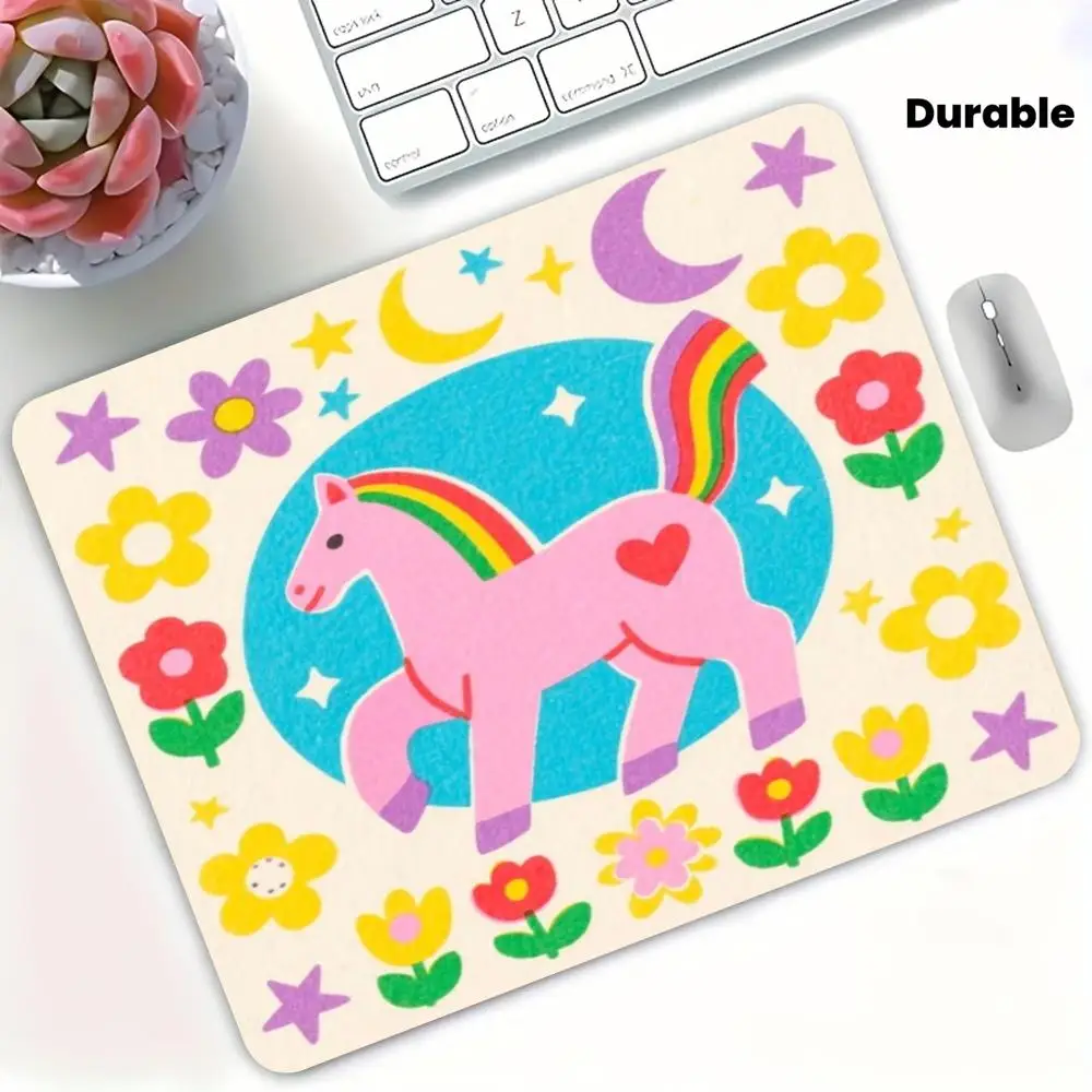 Square Gaming Mouse Pad Moon Star Deer Tulip Pattern Non Slip Rubber Base Stitched Edge Mat 18x22 40x45 For PC Gaming Surface