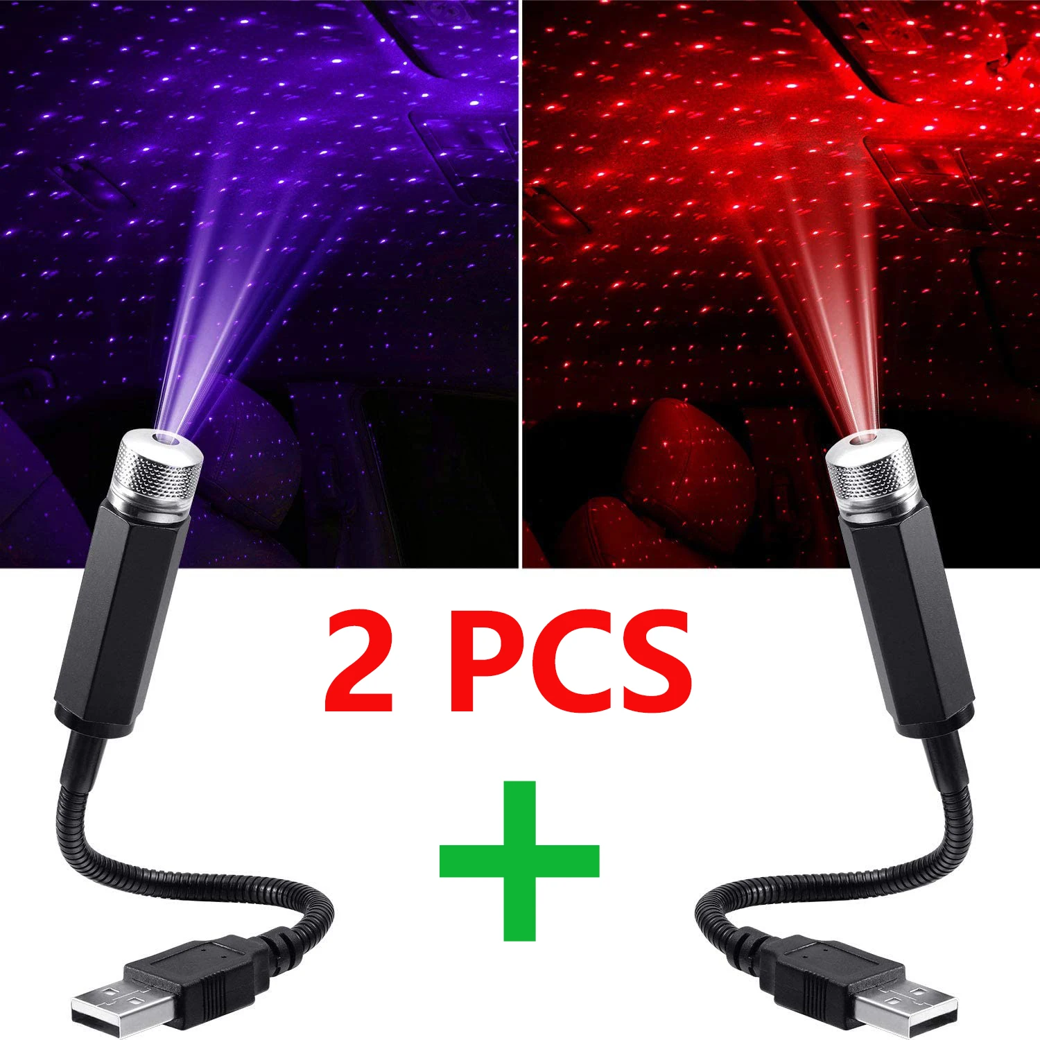 2x LED techo de coche atmósfera estrella proyector luz romántica USB láser etapa luz fiesta en casa luz estrellada decorativa para dormitorio DJ