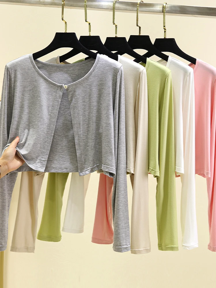 

Женский модальный кардиган на тонких бретелях для лета, весны и осени, свободный, легкий, с защитой от солнца