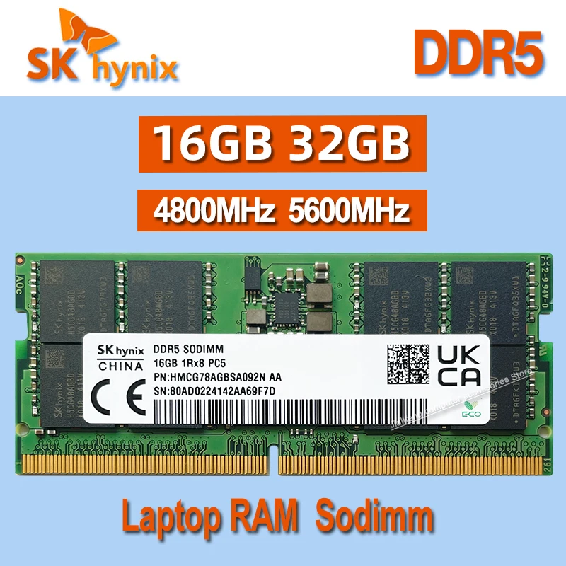 SK hynix RAM DDR5 16GB 32GB 4800MHz 5600MHz Laptopk Memory 1Rx16 2Rx8  PC5 4800B 5600B SODIMM