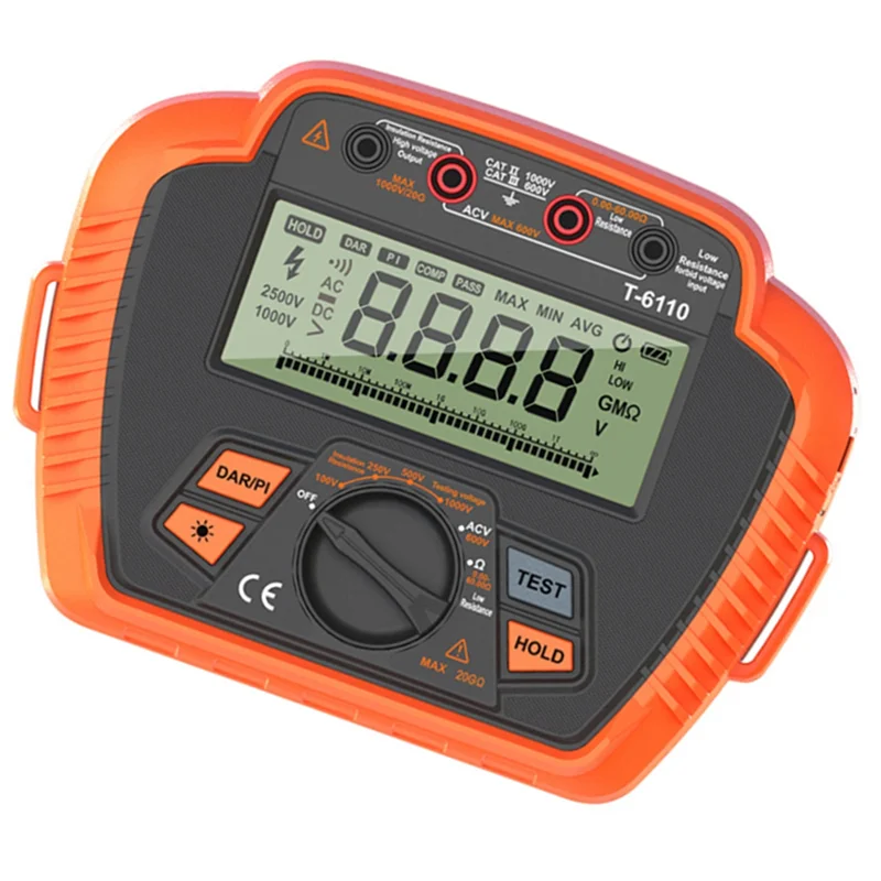 Penguji Resistansi Isolasi LICE Digital 1000V Megohmmeter, Maks 20GΩ, Mengukur Rasio Penyerapan Resistansi Rendah