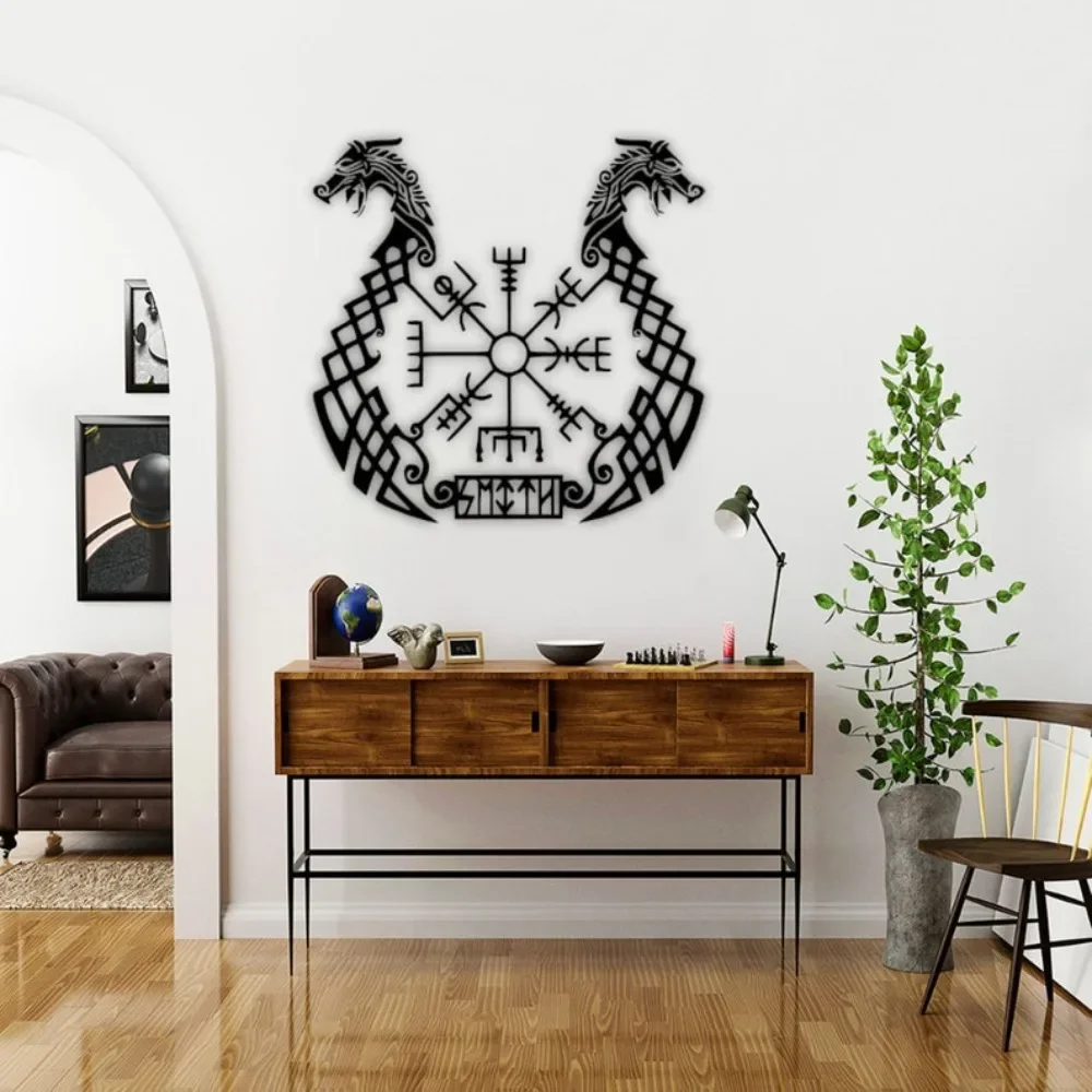 Vegvisir Wikinger Wandkunst Nordischer Kompass Metallschild Eisen-Dekoration
