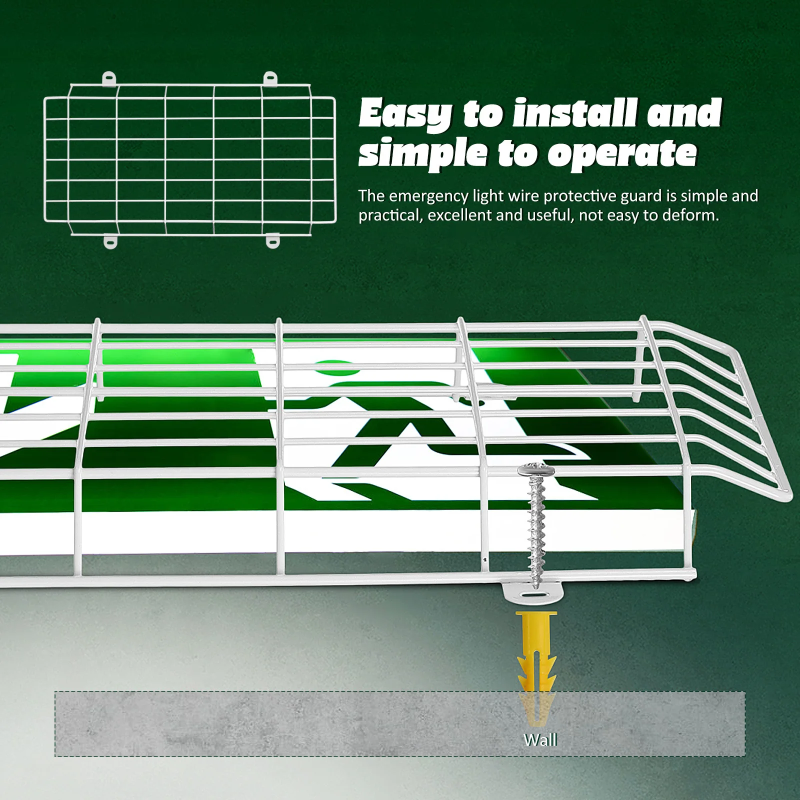 Wall Mount Emergency Light Wire Guard Metal Protective Cover for Exit Sign Safe Stable Performance Suitable for Public Areas