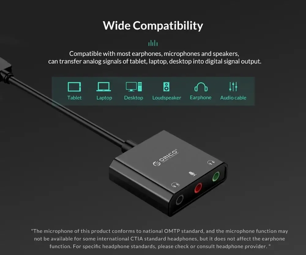 SC2 External USB Sound Card Audio Jack 3.5mm Cable Adapter Volume Adjustment Driver-free Stereo Microphone Speaker Headset