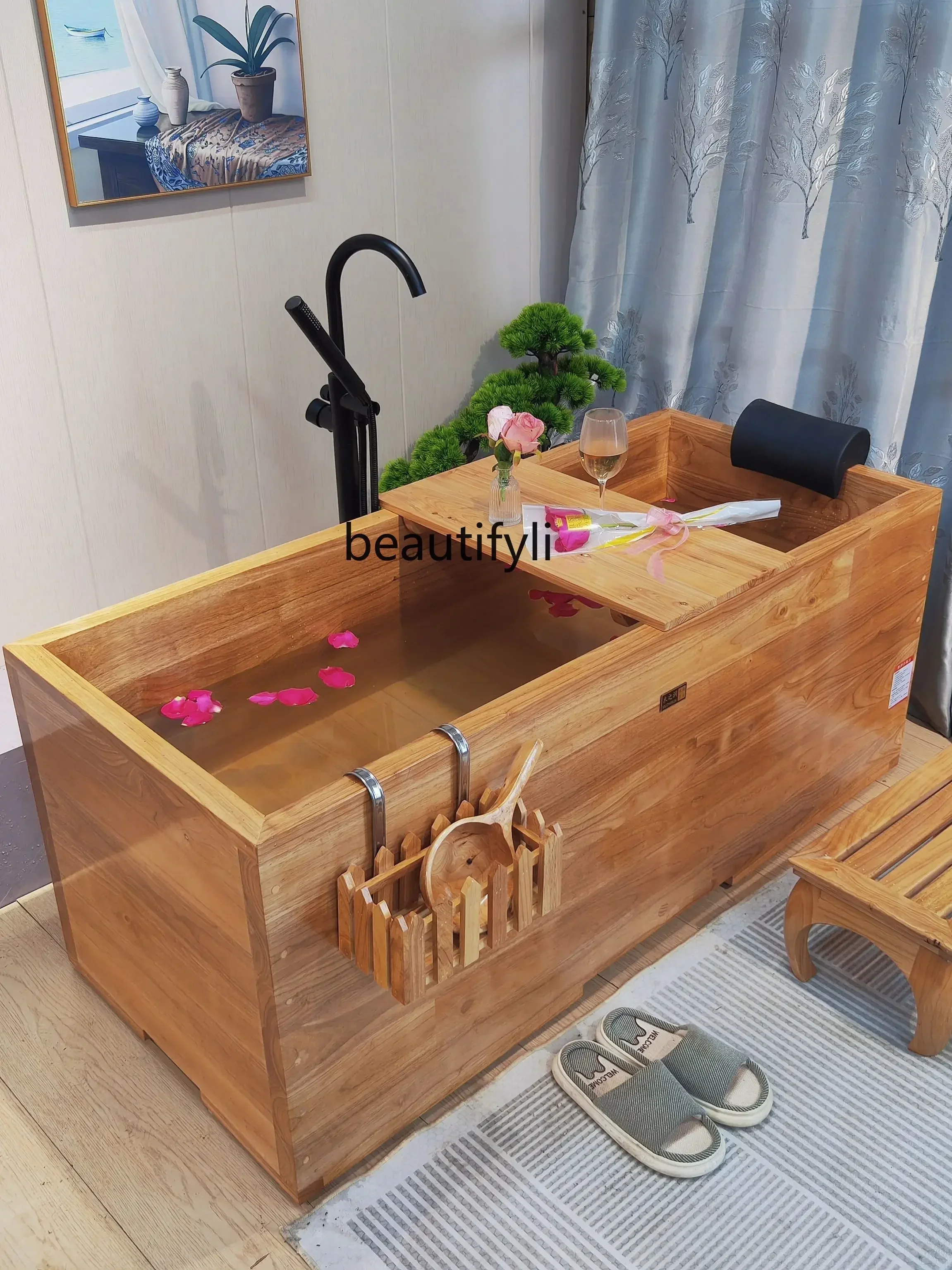 Club Oak Adult Bath Bucket Household Solid Wood Bathtub Wooden Bath Barrel Beauty Salon Bath Bucket