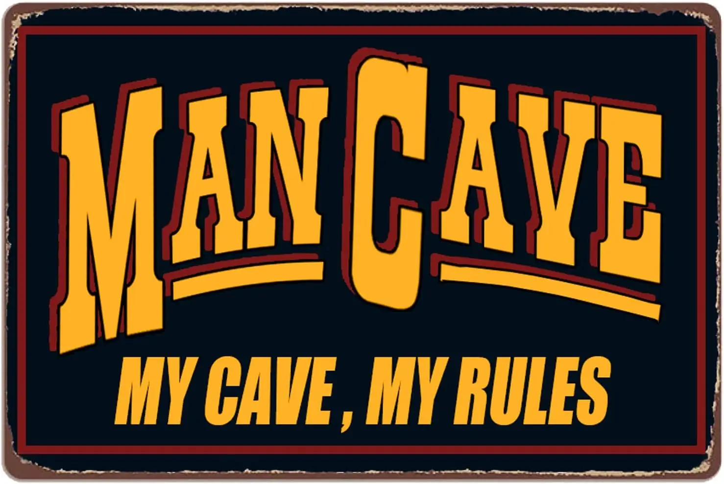 Man Cave Tin Sign Hanging Wall Decorative, Funny Quotes My Cave My Rules Metal Room Signs (12x8 Inch) By LI TEGEE (Man Cave sign