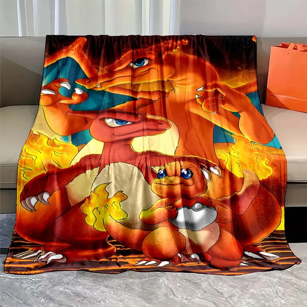 Large Size Pokemon Charizard Cartoon Anime Flannel Blanket Pikachu Figures Home Sofa Break Blankets Children Christmas Kids Gift