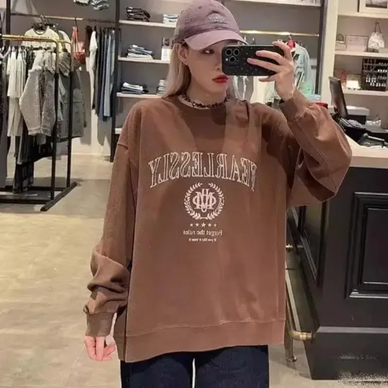 LISM women's winter clothes y2k hoodies sweatshirt 2025 Letter Print American Campus Sle Wheat Spike M-Home New Arrival
