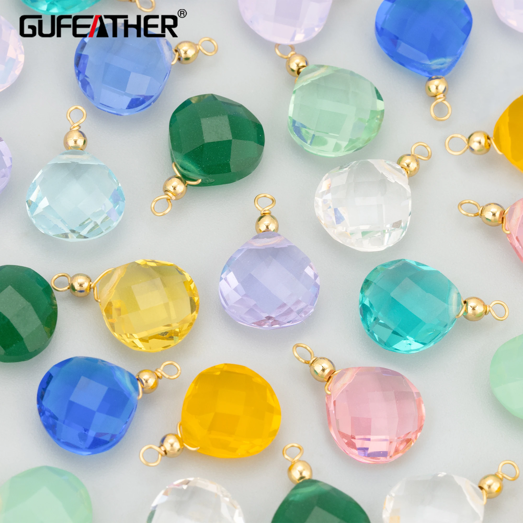 GUFEATHER,4pcs/lot,MH84,jewelry accessories,18k gold plated,natural quartz stone,charms,hand made,diy pendants,jewelry making