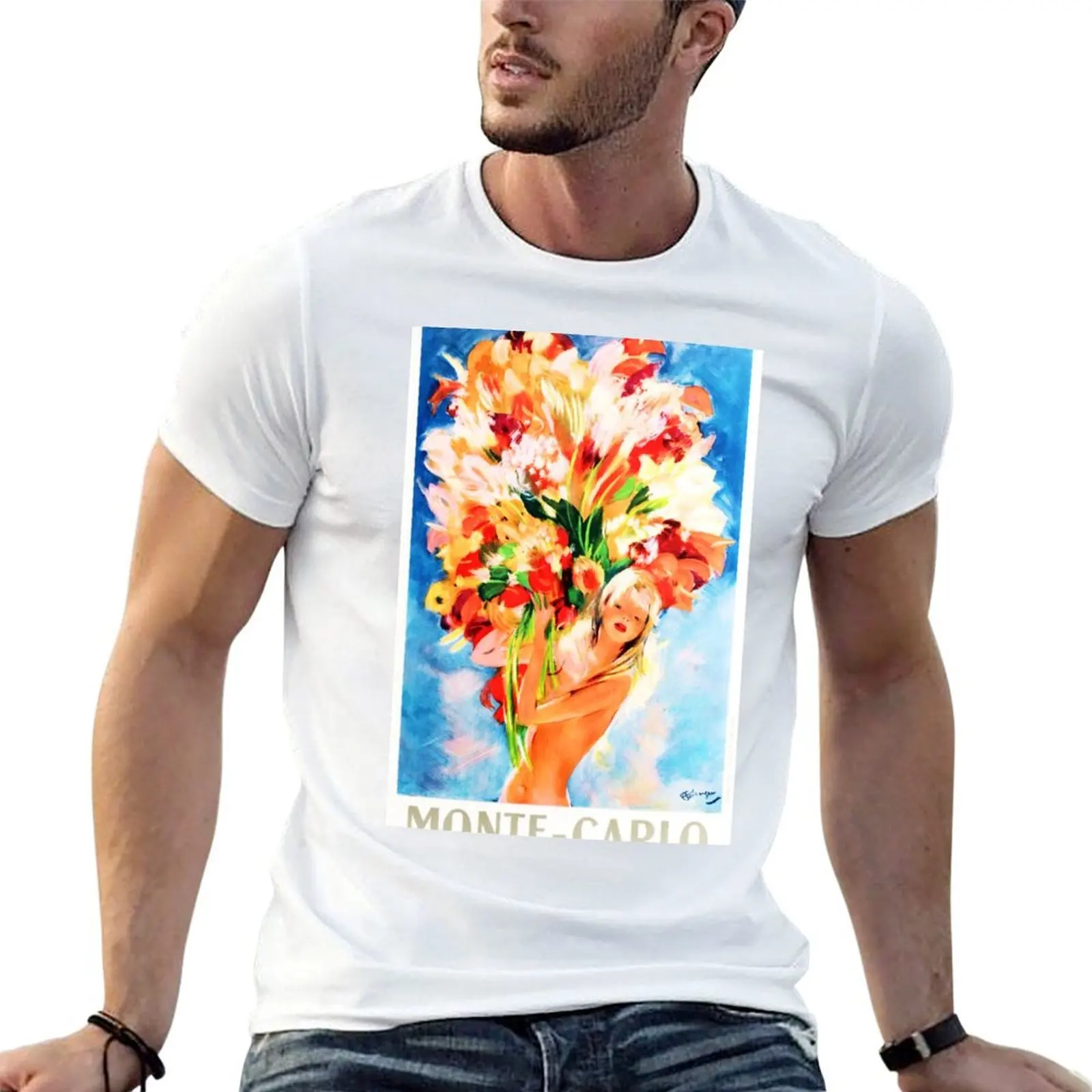 MONTE CARLO Flower Girl Vintage Poster by Artist Jean-Gabriel Domergue T-Shirt
