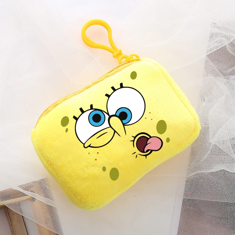 New Spongebob Plush Coin Purses Kawaii Cartoon Printed Storage Bags Cute Boys Girls Square Mini Handbag Children Birthday Gifts