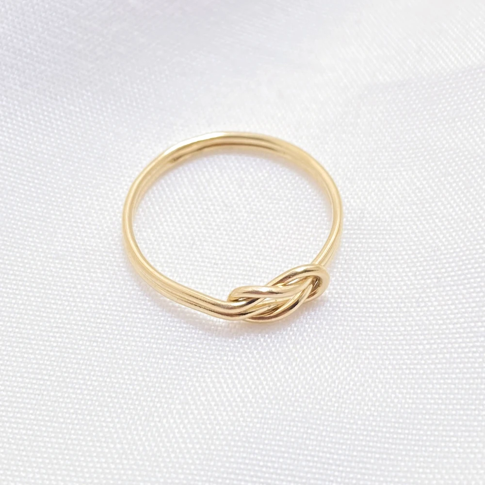 

Rings 14K Gold Filled Handmade Infinity Love Reef Knot Stacking Dainty Layering Jewelry for Women Party Birthday Daily Gifts