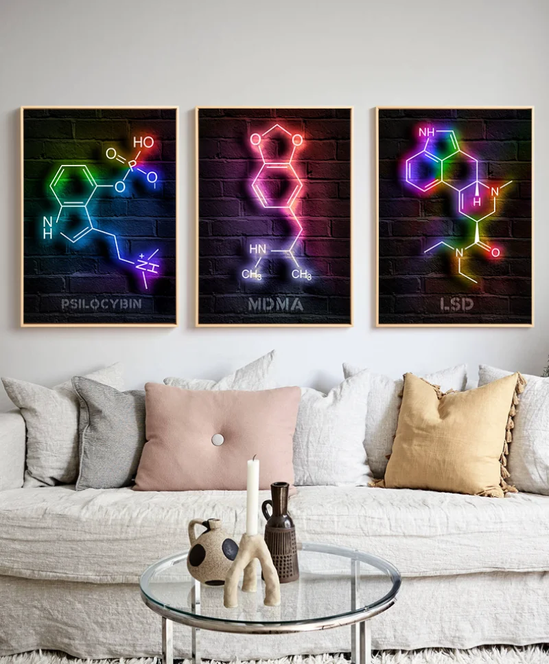 لوحة قماشية ملونة للكيمياء النيون ، ملصق عكسي ، فيتامين كافيين ، لوحة قماش الأدرينالين ، طباعة جدار الفن ، غرفة الصورة ، ديكور المنزل