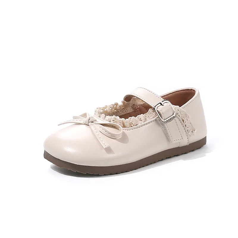 موضة Bowknot الأطفال الدانتيل أحذية حفلات الزفاف ربيع الخريف الفتيات أحذية من الجلد جديد الحلو الأميرة الاطفال حذاء مسطح غير رسمي