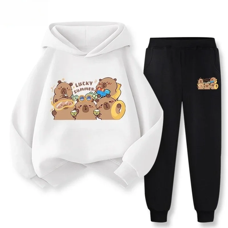 الخريف الكرتون كابيبارا المطبوعة الأطفال هوديس وبانت البدلة عارضة الدافئة الفتيان الفتيات طويلة الأكمام الاطفال أزياء عارضة الرياضة مجموعة #4