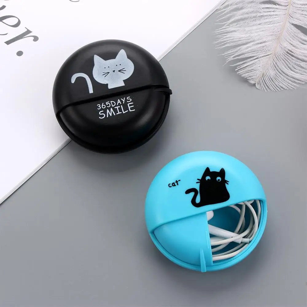 Round Rotary Earphone Case ABS Pocket Wire Cable Organizer Multi-function Jewelry Protective Data Line Box Earphone Accessories