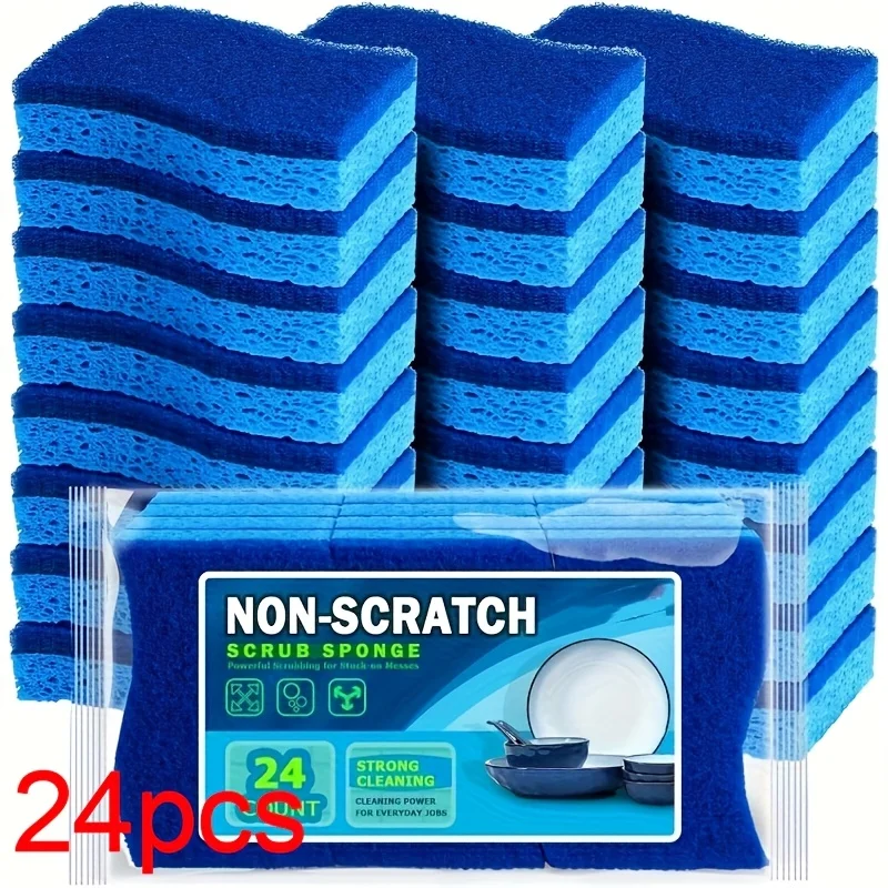 24 Quick Cleaning Scratch-Free Sponges – Dishwashing & Cleaning Sponges, Effective Against Stubborn Dirt, Powerful Cleaning