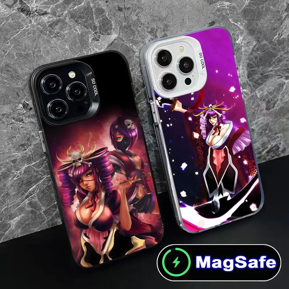 

Чехол для телефона Bleach Katen Kyokotsu для iPhone 16, 15, 14, 13, 12, 11 Pro Max Plus MagSafe, полупрозрачный цветной защитный красивый роскошный чехол