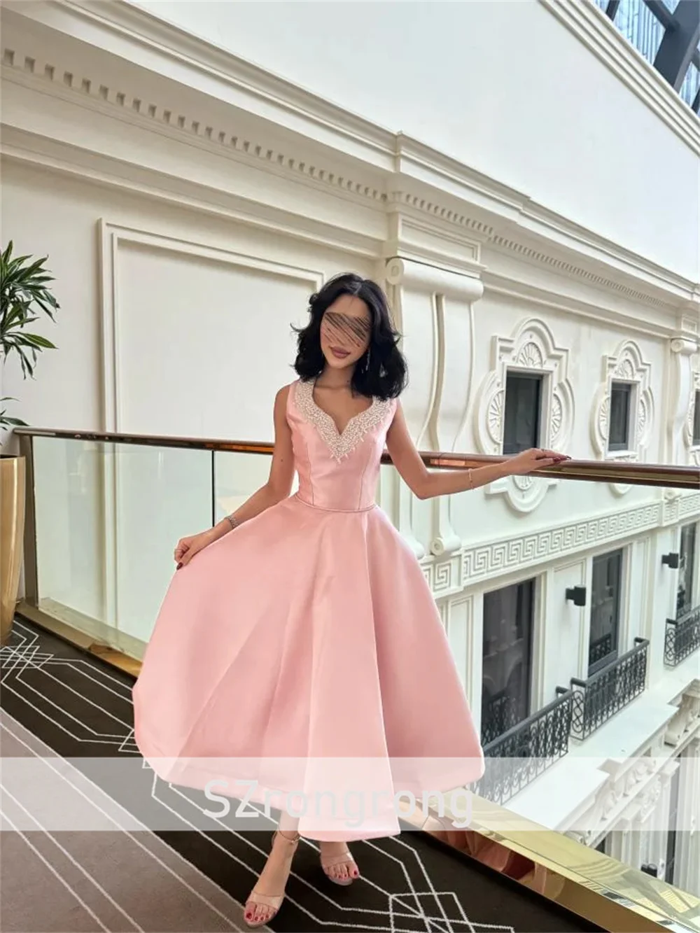 Скромное атласное вечернее арабское платье без рукавов по индивидуальному заказу, трапециевидное платье с открытой спиной и бисером, вечернее платье для выпускного вечера для свадьбы