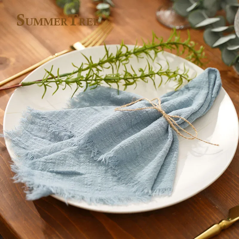 20pcs Cloth Napkins 42x42cm Retro Cotton Gauze Hanky Dinner Napkin Dining Table Decor Romantic Vintage Wedding party Supplies