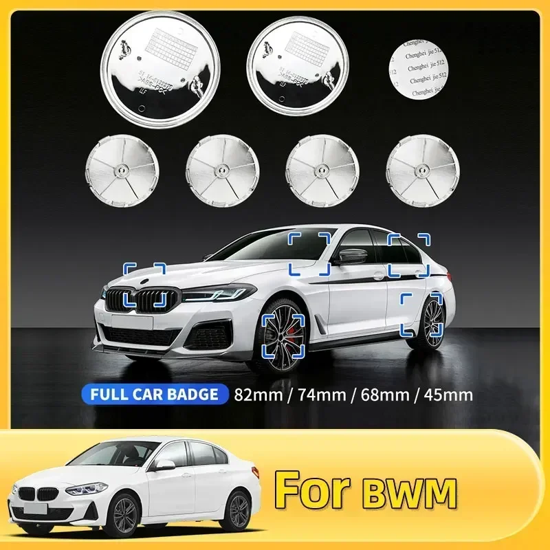 

7pcs 45mm 68mm 74mm 82mm Car Logo Front Hood Emblem rear boot badge for BMW E28 E32 E43 E52 E53 E63 E64 E93 E94 E87 F10 F20 F30