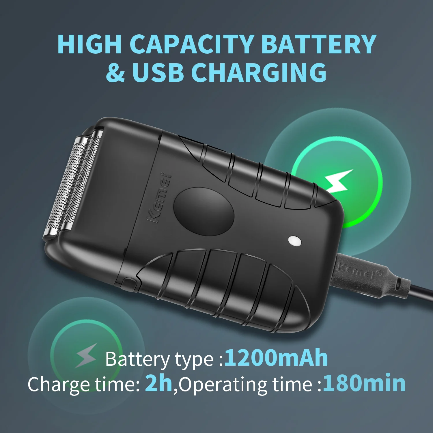 ماكينة حلاقة الشعر اللاسلكية KEMEI -T95 للرجال لإزالة الوجه ماكينة حلاقة كهربائية للرجال قابلة لإعادة الشحن ماكينة قص الشعر