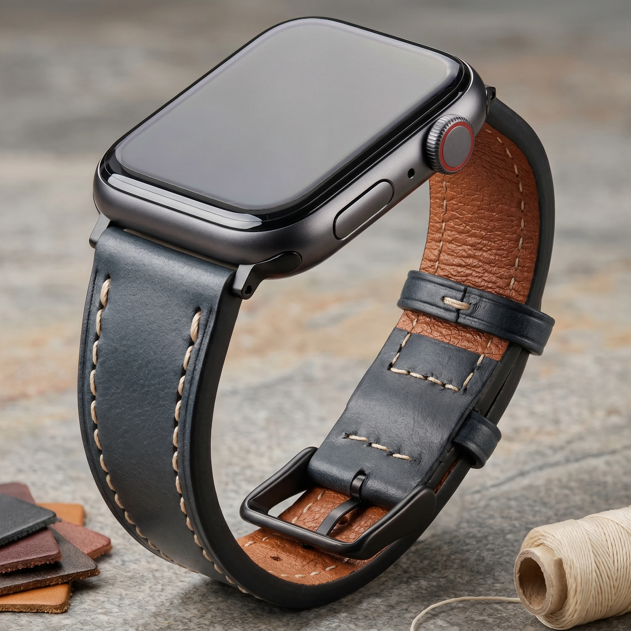 Oil Wax Leather Watchband Compatible with Apple Watch Series 11 10 Ultra 3 2 SE 9 8 7 6 Soft Cowhide Replacement Correa