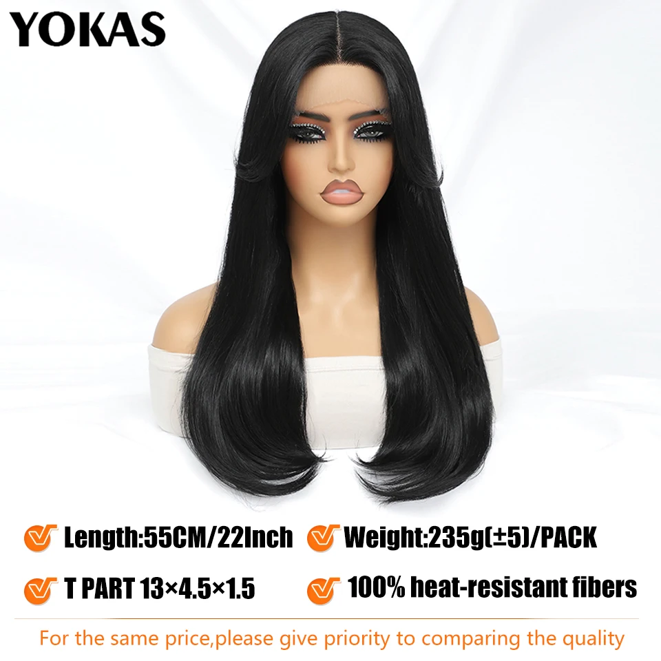 22 Inch Synthetic Lace Front Wig Straight Frontal Lace Wigs for Women High Temperature Fiber Lace Front Wigs For Female