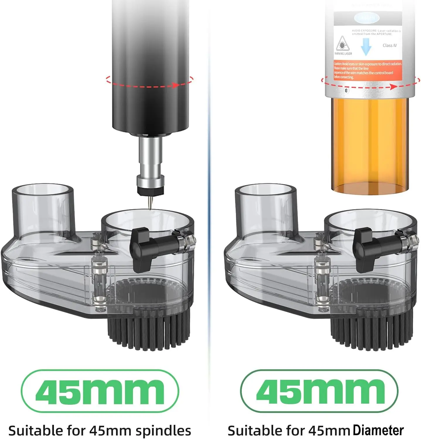 Imagem -03 - Cnc Dust Shoe Spindle Brush Capa Protetora contra Poeira para Máquina de Gravura Cnc 3018 Ferramentas para Madeira 52 mm 45 mm