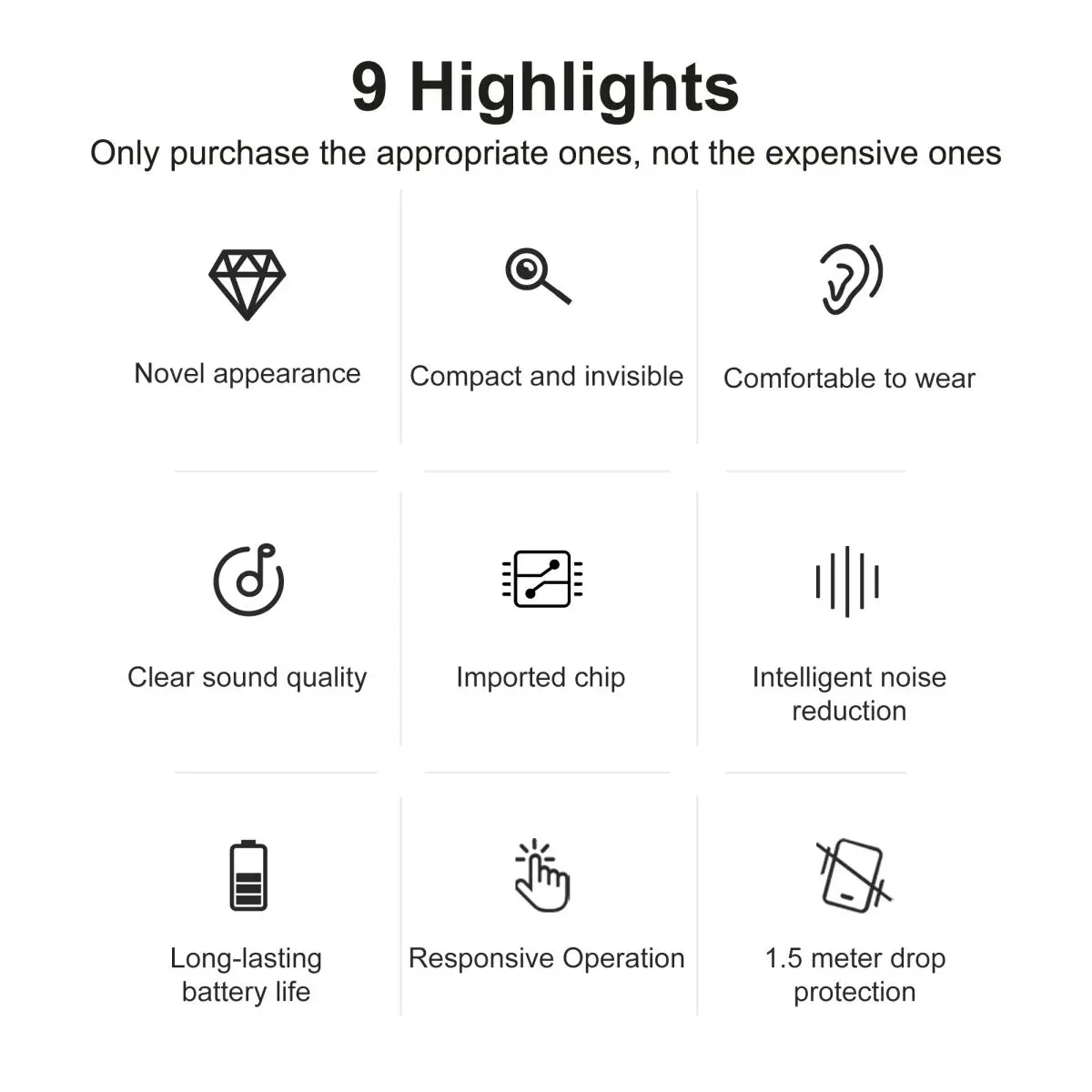 Tiny Hearing Aid, Compact and Invisible, Clear Sound, Long-lasting Batteries Life, Intelligent Noise Reduction Sound Amplifier - view 6