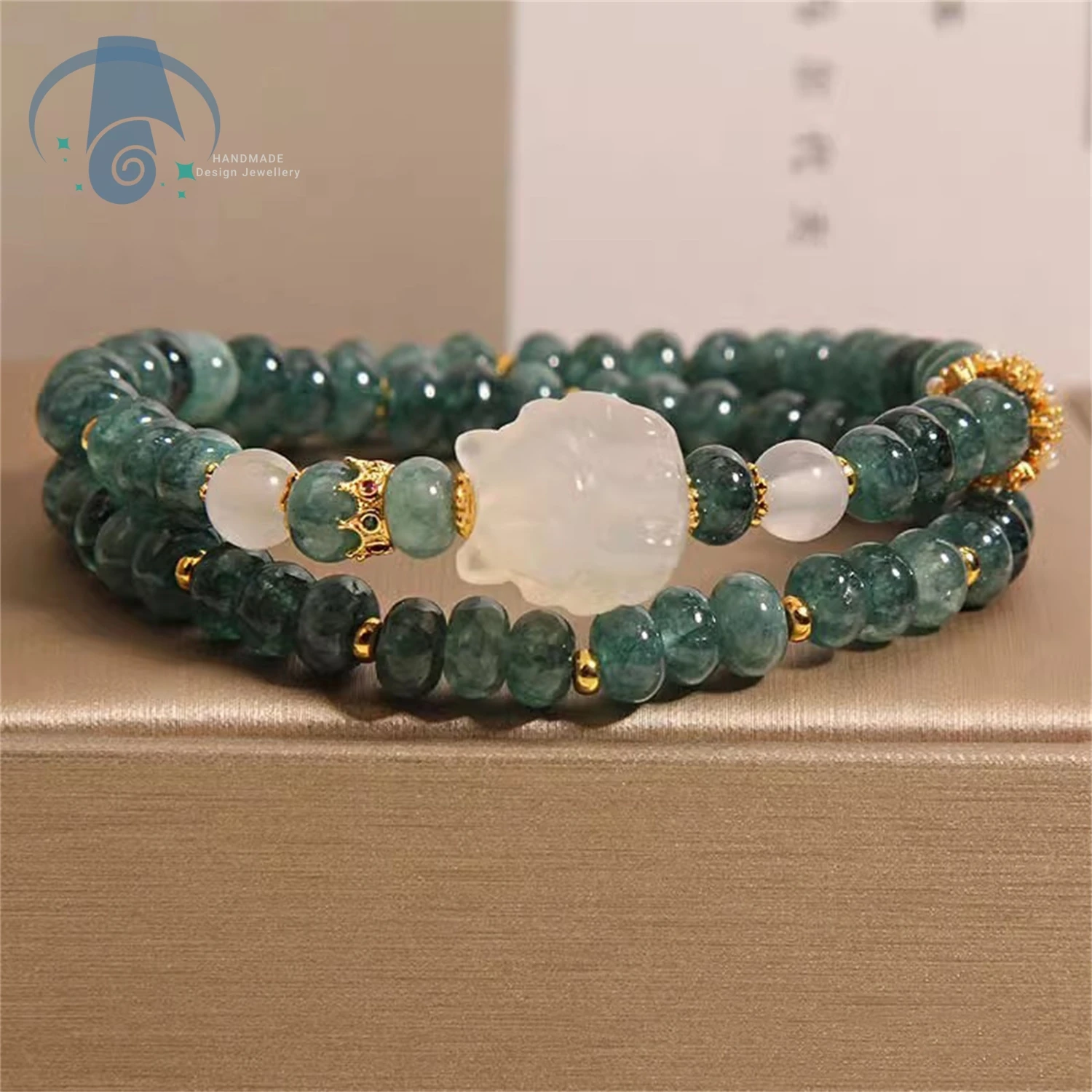 

Blue Jade Abacus Beads Double Circle Bracelet Natural Gemstone Crystals Bracelet For Women Luxury Handmade Adjustable Daily Wear
