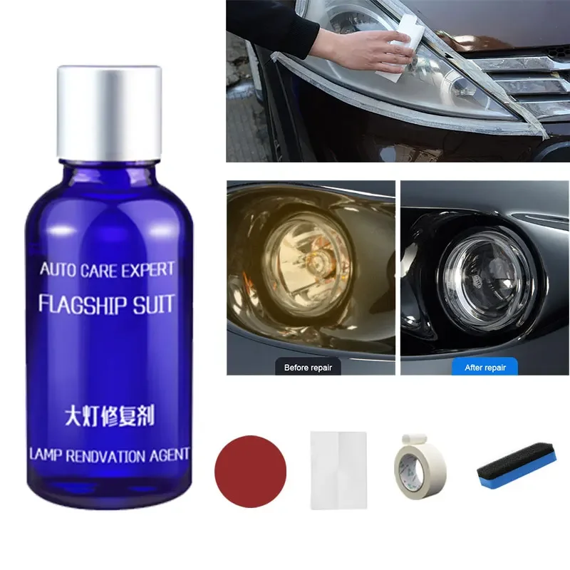 Car Headlight Polishing Liquid Set Clean Headlight Polishing Anti-scratch Repair Fluid Headlights Refurbished Maintenance Tool