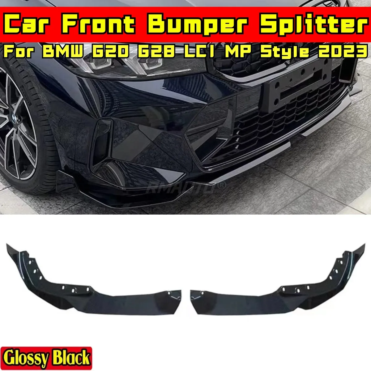 For BMW G20 G28 LCI 2023 Body Kit Front Bumper Splitter Carbon Fiber Look MP Style Rear Bumper Protector Car Accessories