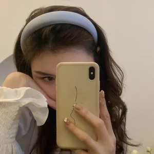 Bandana de brilho acetinado feminina, esponja high-end, acessórios simples e elegantes, cartão de cabelo, monocromático, outono, novo, 2024 10 principais vendas faixa de cabelo cetim - №8