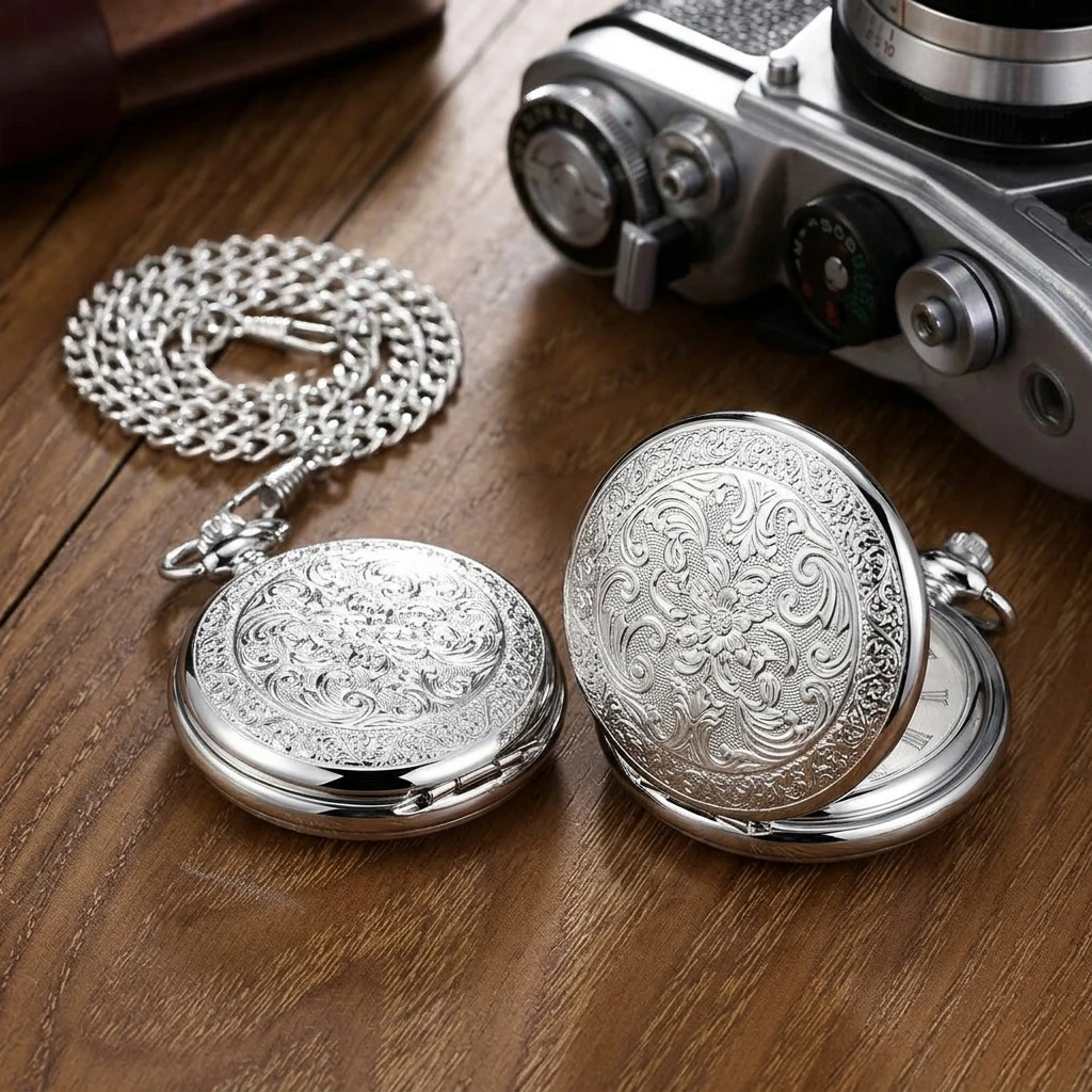 빈티지 기계식 포켓 시계, 문페이즈 스켈레톤 다이얼,  - Pocket Watch Mechanical Skeleton Vintage 리뷰 및 가격